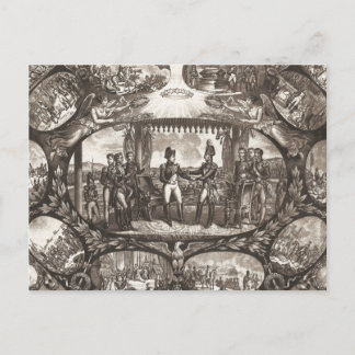 Postal Napoleón Bonaparte y el Zar Alejandro I en Tilsit