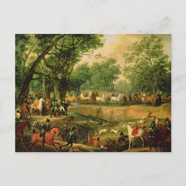 Postal Napoleón en una cacería en el Bosque de las Compig (Anverso)
