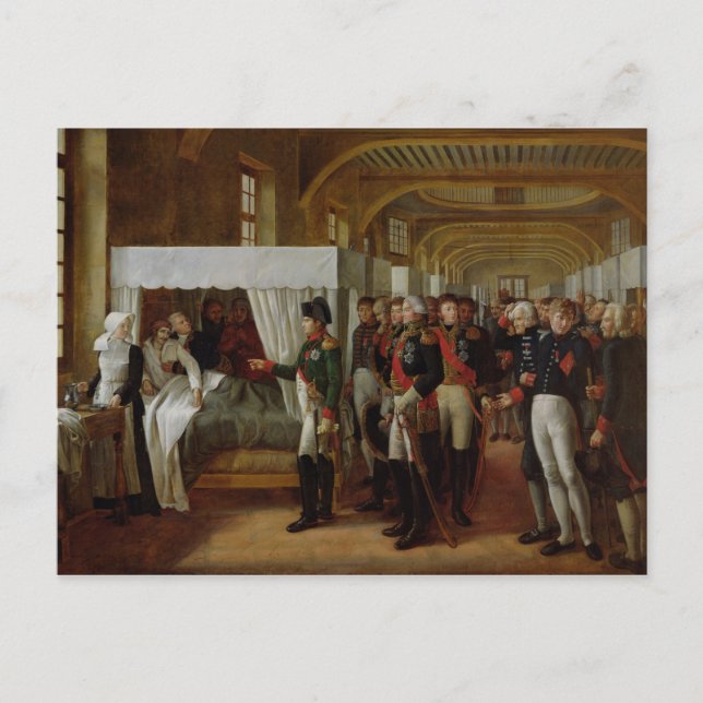 Postal Napoleón visitando la enfermería de Inválidos (Anverso)