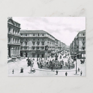 Postal Nápoles, 1908, centro de la ciudad y rotonda