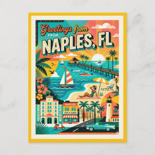 Postal Nápoles FL Costa del Golfo Retro Años 60 Caprichos