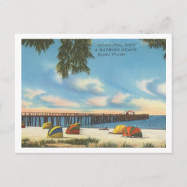 Postal Nápoles Florida muelle vintage y playa