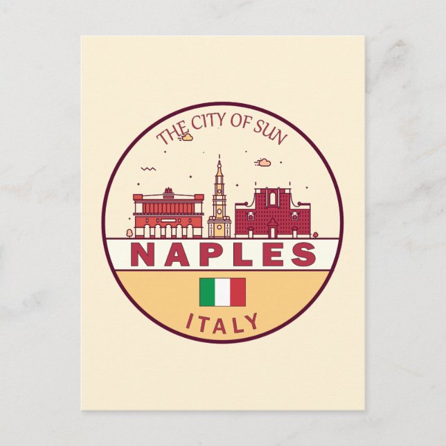 Postal Nápoles Italia City Skyline Emblem (Anverso)