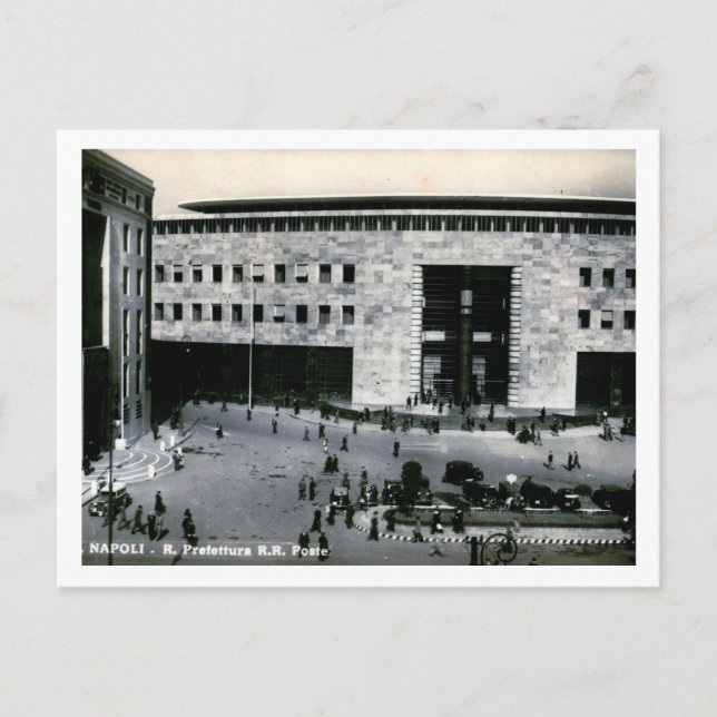 Postal Nápoles, Italia, estación de tren c1940 (Anverso)