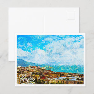 Postal Nápoles Italia Hermoso paisaje de pintura al óleo