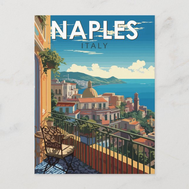 Postal Nápoles Italia Viaje Arte Vintage (Anverso)