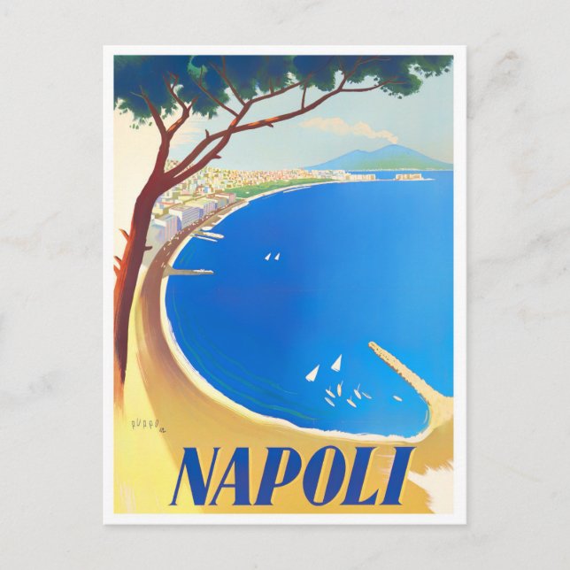 Postal Nápoles Italia Viaje vintage (Anverso)