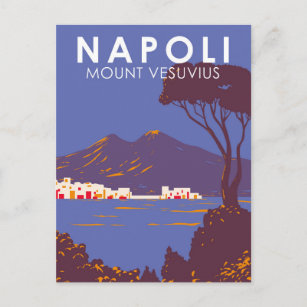 Postal Nápoles Monte Vesubio Viaje Arte Vintage