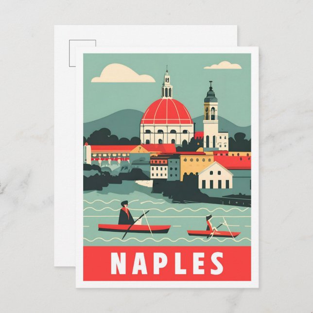 Postal Nápoles Napoli Italia Ilustracion de Viajes Vintag (Anverso / Reverso)