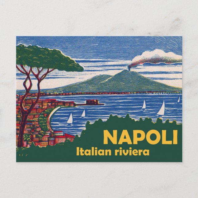 Postal Nápoles, Riviera italiana (Anverso)