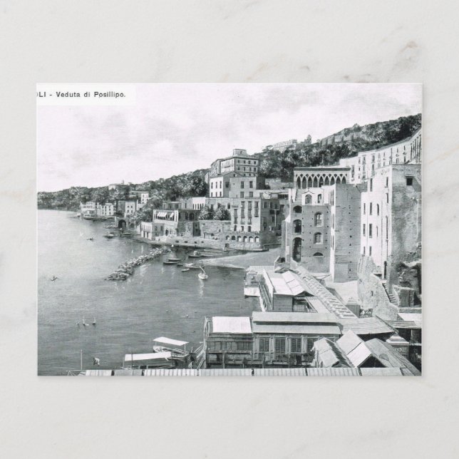 Postal Nápoles, Veduta di Posillipo 1908 (Anverso)
