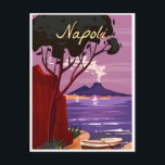 Postal Napoli, Italia Viajes Vintage nápoles europa itali<br><div class="desc">vintage,  retro,  travel,  moderno,  acuarela,  clásico,  italiano,  europa,  Napoli,  Italia, </div>