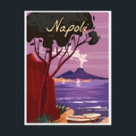 Postal Napoli, Italia Viajes Vintage nápoles europa itali<br><div class="desc">vintage,  retro,  travel,  moderno,  acuarela,  clásico,  italiano,  europa,  Napoli,  Italia, </div>