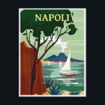 Postal Napoli, Italia Viajes Vintage nápoles europa itali<br><div class="desc">vintage,  retro,  travel,  moderno,  acuarela,  clásico,  italiano,  europa,  Napoli,  Italia, </div>