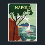 Postal Napoli, Italia Viajes Vintage nápoles europa itali<br><div class="desc">vintage,  retro,  travel,  moderno,  acuarela,  clásico,  italiano,  europa,  Napoli,  Italia, </div>