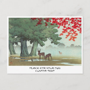 Postal Nara Park Hasui Kawase shin hanga paisajes arte