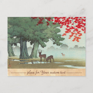 Postal Nara Park Hasui Kawase shin hanga paisajes arte