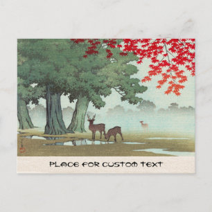 Postal Nara Park Hasui Kawase shin hanga paisajes arte