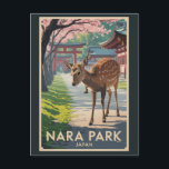 Postal Nara Park Japan Deer Illustration Travel Art Retro<br><div class="desc">Nara Park Japan vector artwork design. Nara Park,  located in Japan’s historic city of Nara,  is world-famous for its friendly,  free-roaming deer and nearby ancient temples such as Todai-ji and Kasuga Taisha.</div>