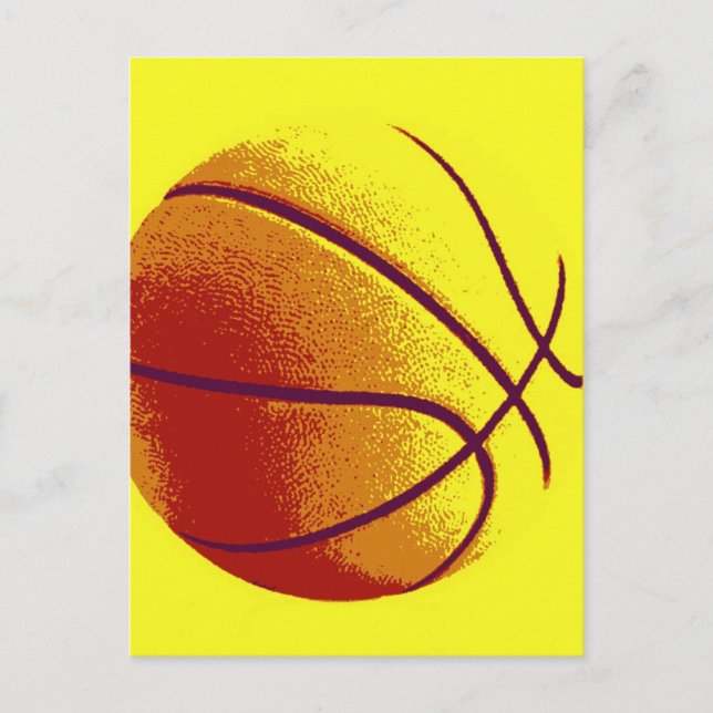 Postal Naranja amarillo Pop Art Basketball (Anverso)