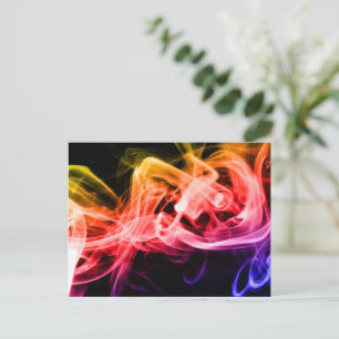 Postal Naranja amarillo vibrante Morado Abstracto Humo