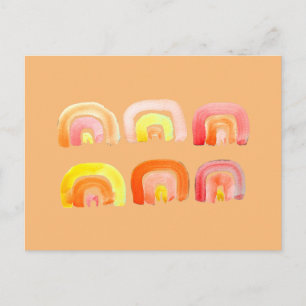 Postal Naranja arco iris lindo arte retro