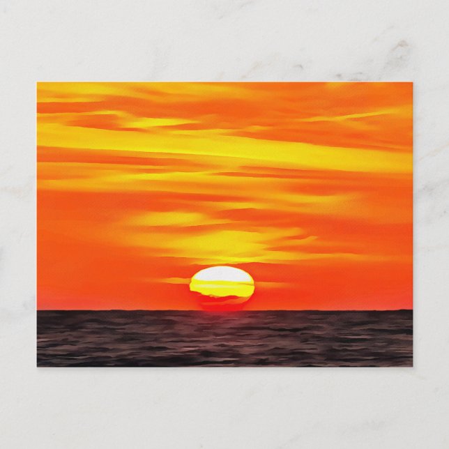 Postal Naranja artístico Aegean Sunset Akyaka (Anverso)