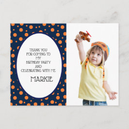 Postal Naranja azul de la Marina Polka Dot Cumpleaños Gra
