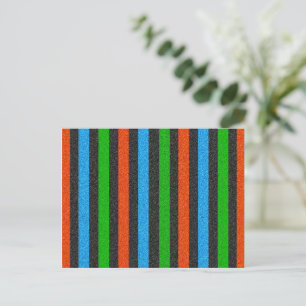 Postal Naranja, azul, verde, Purpurina negro rayado STayl