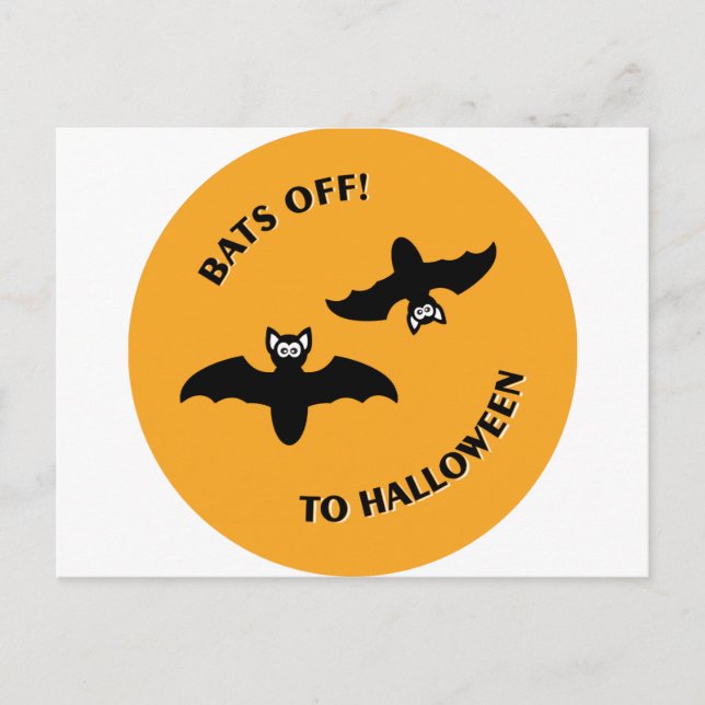 Postal Naranja Bats de Halloween (Anverso)