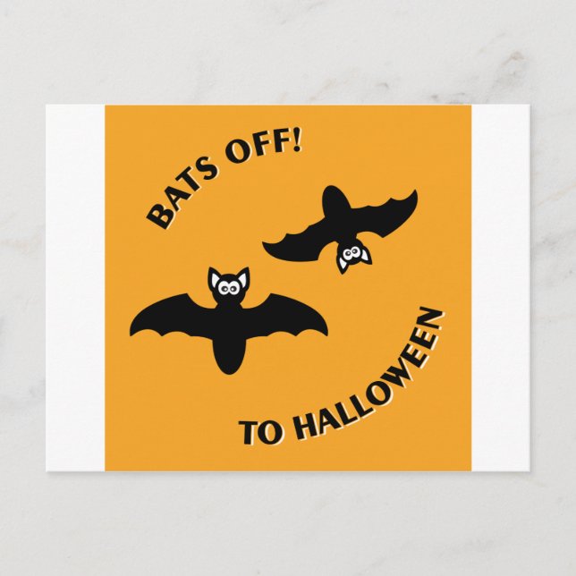 Postal Naranja Bats de Halloween (Anverso)