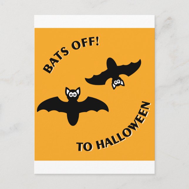 Postal Naranja Bats de Halloween (Anverso)