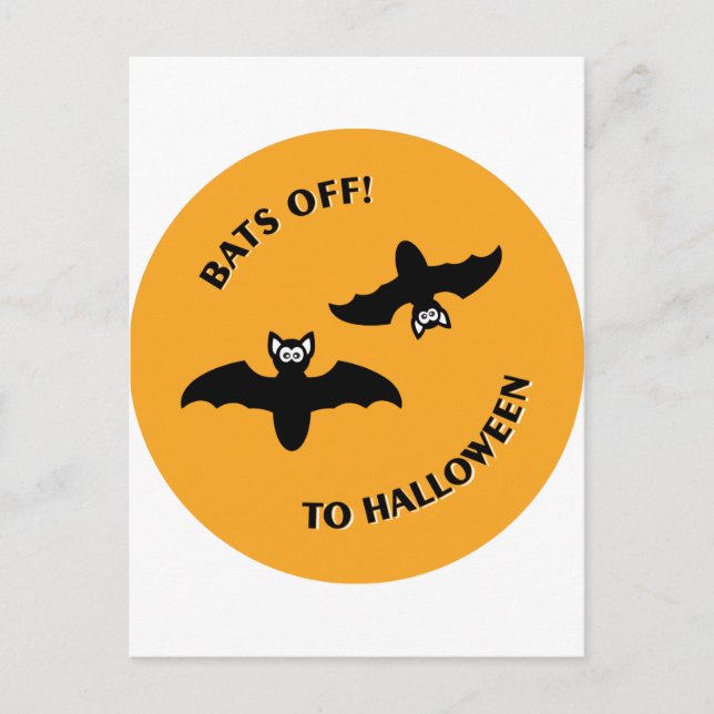 Postal Naranja Bats de Halloween (Anverso)