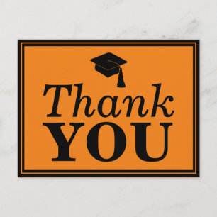 Postal Naranja Black Grad Cap Gracias