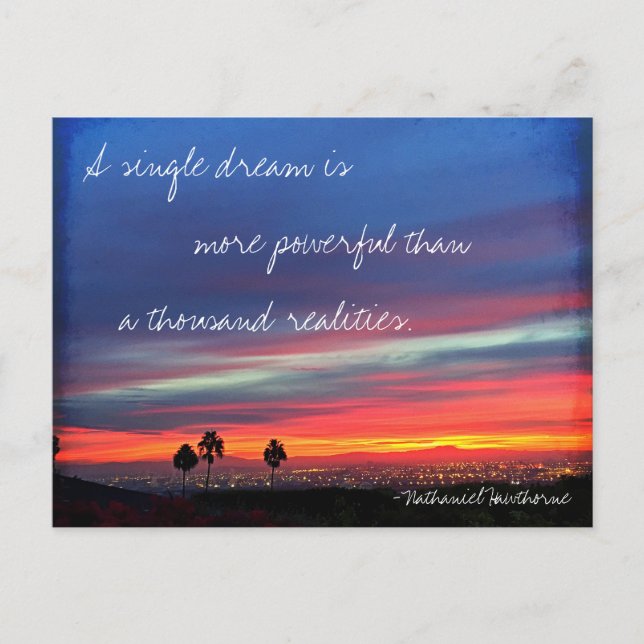 Postal Naranja Blue Sunset Single Dream Power Quote (Anverso)