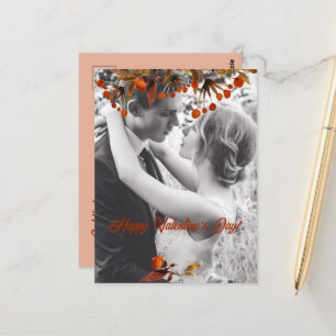 Postal Naranja Brown Foliage Valentine agrega tu propia f