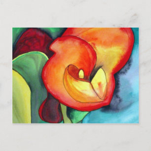 Postal Naranja Canna lily arte acuático original