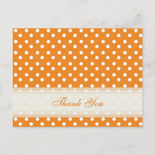 Postal Naranja Con Punto De Polka Blanco Gracias Cartas