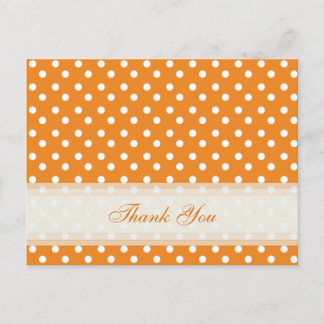Postal Naranja Con Punto De Polka Blanco Gracias Cartas