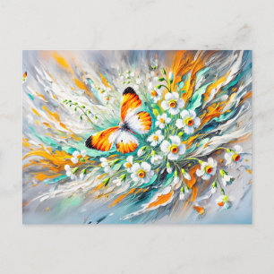Postal Naranja Consejo Mariposa con pintura de aceite de