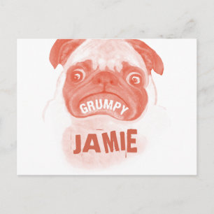 Postal Naranja Coral Grumpy Puggy