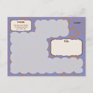 Postal Naranja Cuadrados Círculo Púrpura Patrón Dizzy Art