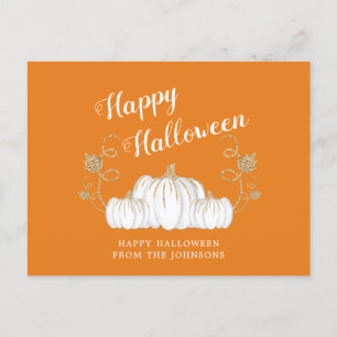 Postal Naranja Cute Calabaza Feliz Halloween