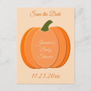 Postal Naranja Cuto Género Neutral Calabaza Baby Shower