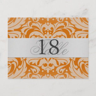 Postal Naranja Damask Silver número de tabla Metalizado P