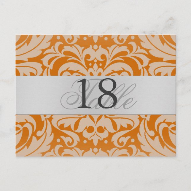 Postal Naranja Damask Silver número de tabla Metalizado P (Anverso)