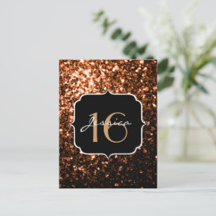 Postal Naranja de bronce chispas de cobre marrón Sweet 16
