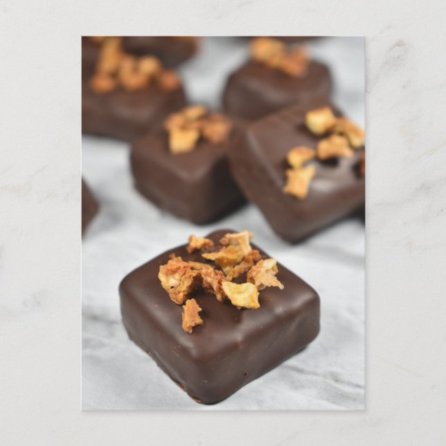 Postal Naranja de fotografía de comida Chocolate Bon Bon (Anverso)