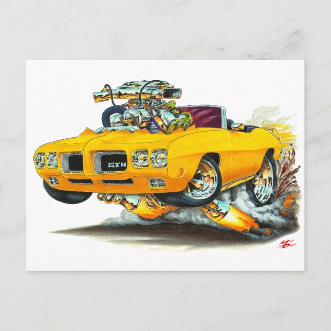 Postal naranja de GTO de 1970 convertible (Anverso)