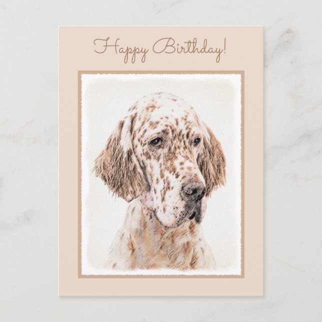 Postal Naranja de Inglaterra Belton Pintura de Perro Arte (Anverso)